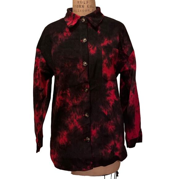 Woman’s Corduroy Tie Dye Button Down Shacket Jacket NWOT Size M - Picture 1 of 11